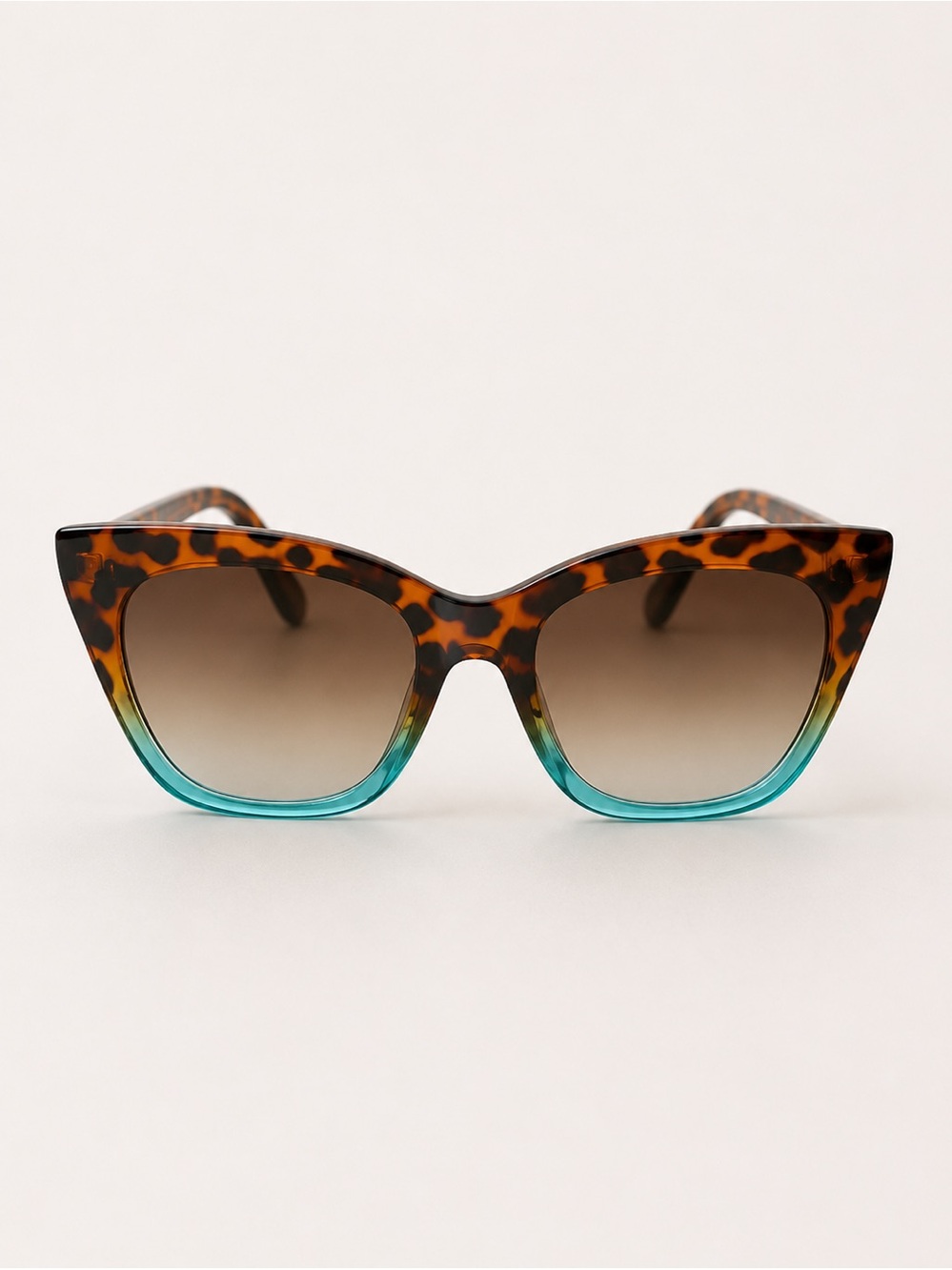 Tortoise Shell Cat Eye Sunglasses with Teal Fade